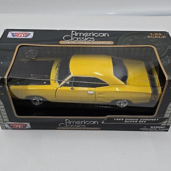 (New) 1969‎ Dodge Coronet Super Bee Yellow Motor Max 1:24 Diecast Model 73315 - Picture 2 of 8